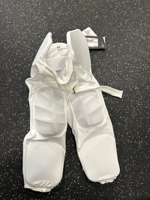 Vist Large View of Product Image Which is Used Under Armour Youth FB Integrated Pants White SM