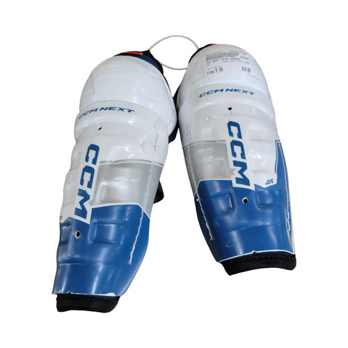 Vist Large View of Product Image Which is Used CCM NEXT SHIN GUARDS Youth Shin Guards White 9"