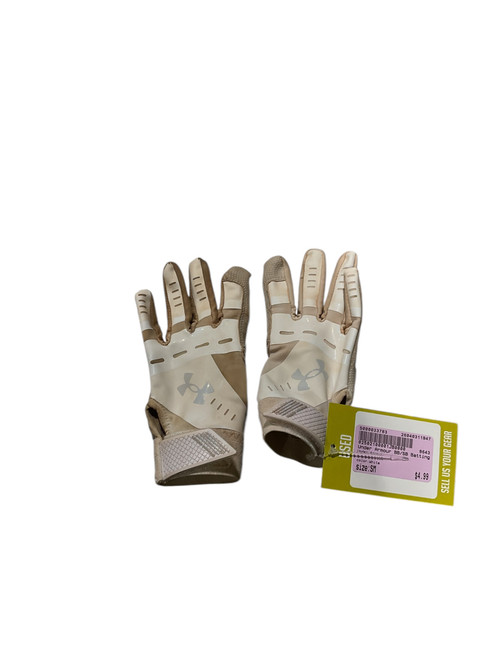 Vist Large View of Product Image Which is Used Under Armour BB/SB Batting Gloves White SM