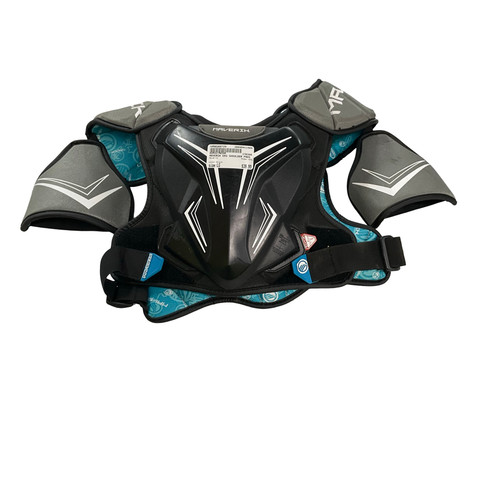 Vist Large View of Product Image Which is Used Maverik EKG Lacrosse Shoulder Pads Black LG