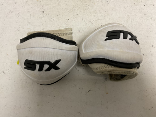 Vist Large View of Product Image Which is Used STX LAX ELBOW PADS Lacrosse Arm Pads/Guards White LG
