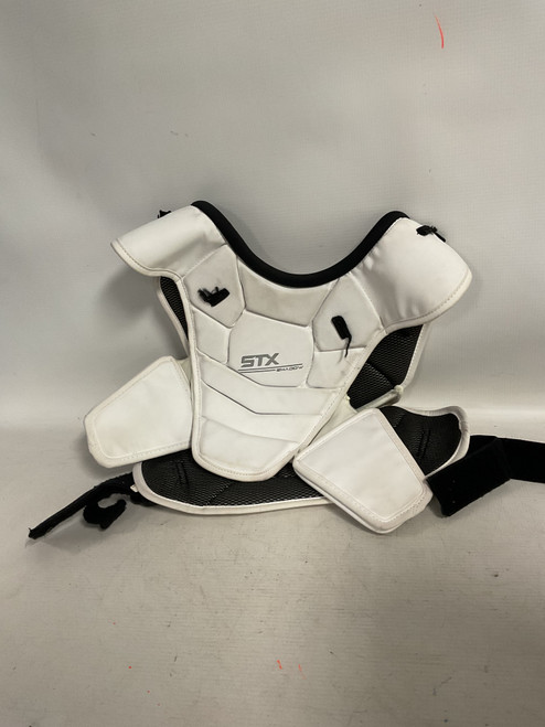 Vist Large View of Product Image Which is Used STX SHADOW Lacrosse Shoulder Pads White MD