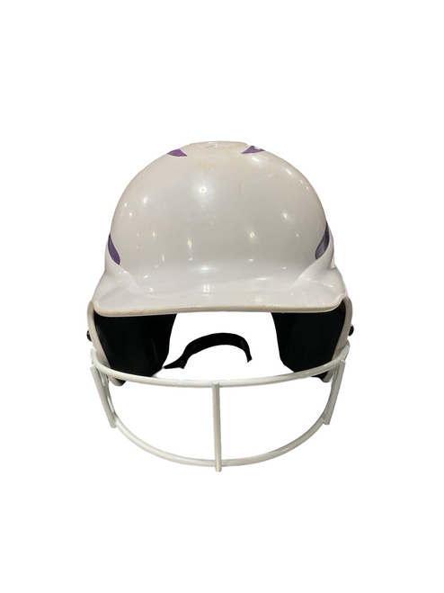 Vist Large View of Product Image Which is Used RIP-IT WHT HELMET W/ MASK 6- 6 7/8 Batting Helmet w/Mask White One Size