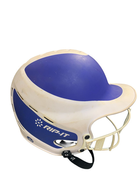 Vist Large View of Product Image Which is Used RIP-IT WHITE HELMET W CAGE Batting Helmet w/Mask White M/L