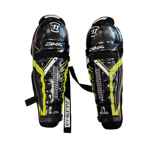 Vist Large View of Product Image Which is Used Warrior ALPHA DX4 Junior Shin Guards Black 12"