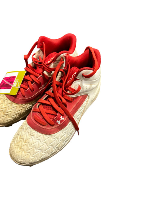 Vist Large View of Product Image Which is Used Under Armour BSBL BB/SB Cleats Red And White Junior 06