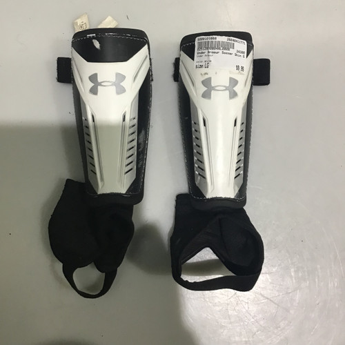 Vist Large View of Product Image Which is Used Under Armour Soccer Shin Guards Youth White LG
