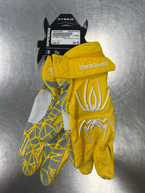 Vist Large View of Product Image Which is New SPIDERZ HYBRID BB/SB Batting Gloves Yellow XL