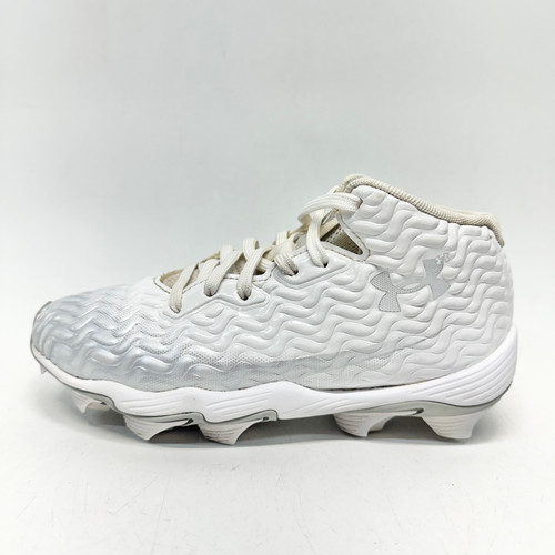 Vist Large View of Product Image Which is Used Under Armour SPOTLIGHT HAMMER BB/SB Cleats White Junior 02