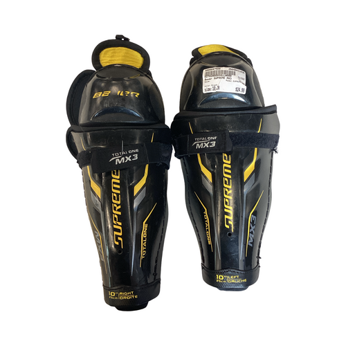 Vist Large View of Product Image Which is Used Bauer SUPREME MX3 Junior Shin Guards Black 10"