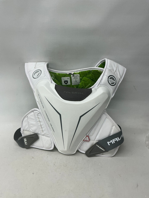 Vist Large View of Product Image Which is Used Maverik M5 EKG Lacrosse Shoulder Pads White MD