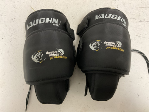 Vist Large View of Product Image Which is Used Vaughn 7900 Goalie KNEE GUARDS Black Senior