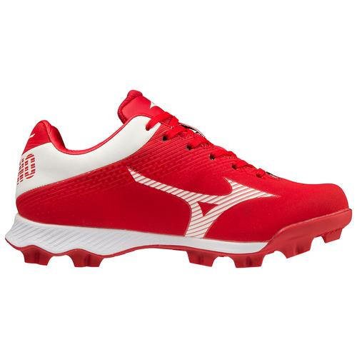 Vist Large View of Product Image Which is New Mizuno WAVE LIGHTREVO BB/SB Cleats Red And White Junior 4