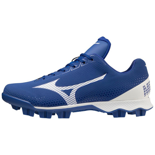 Vist Large View of Product Image Which is New Mizuno WAVE LIGHTREVO BB/SB Cleats Royal And White Junior 4