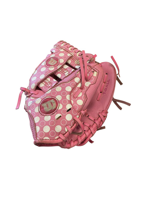 Vist Large View of Product Image Which is Used Wilson A300 T-BALL BB/SB Glove RH Throw Pink 9 1/2"
