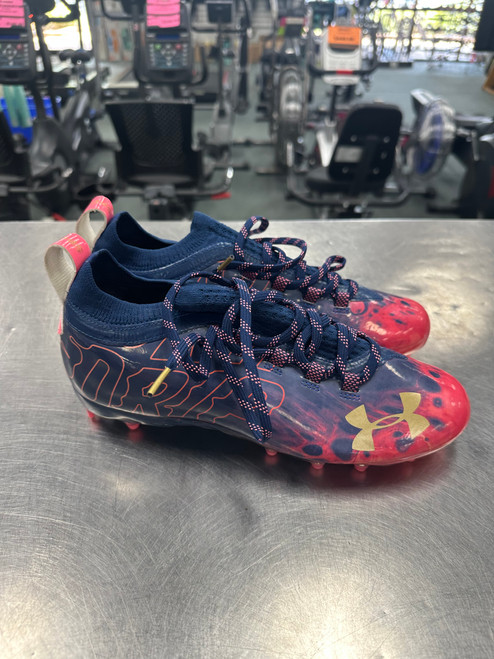 Vist Large View of Product Image Which is Used Under Armour Adult FB Cleats Navy Blue Senior 8.5