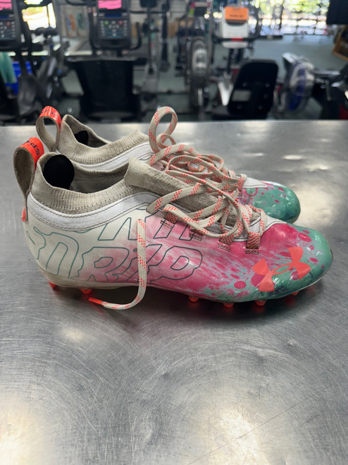 Vist Large View of Product Image Which is Used Under Armour Adult FB Cleats White Senior 8.5