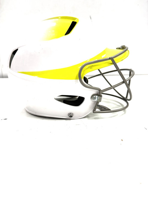 Vist Large View of Product Image Which is Used Easton 6 7/8 - 7 5/8 Batting Helmet w/Mask White And Optic Yellow One Size