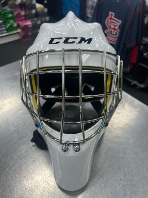 Vist Large View of Product Image Which is Used CCM AXIS 1.5 Senior Goalie Helmet/Mask White LG