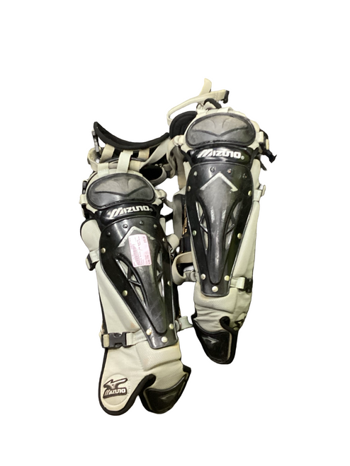 Vist Large View of Product Image Which is Used Mizuno BLACK Catchers Leg Guards Black Youth
