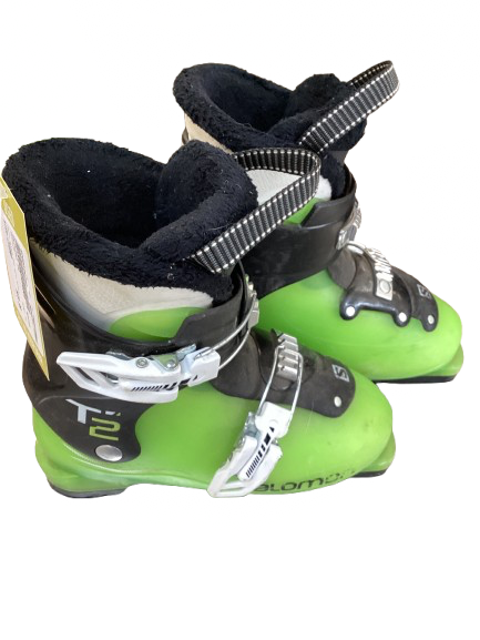 Vist Large View of Product Image Which is Used Salomon T2 Boys DH Ski Boot Black And Neon Green 210 MP - J02