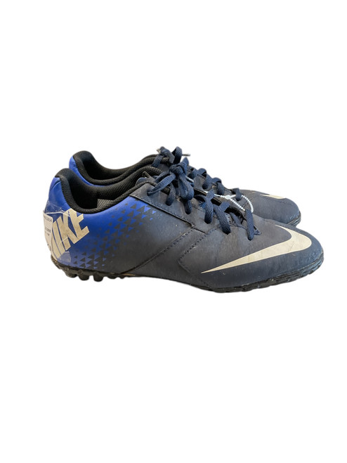 Vist Large View of Product Image Which is Used Nike Soccer Turf Shoes Black And Royal Blue Junior 04.5