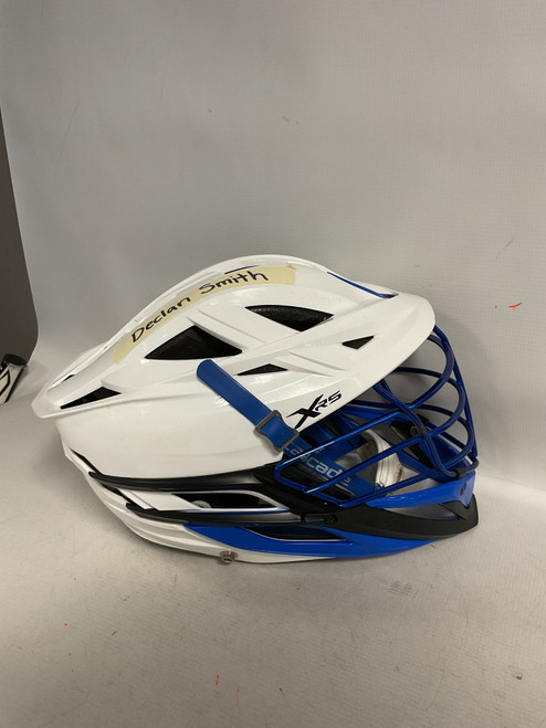 Vist Large View of Product Image Which is Used Cascade XRS Lacrosse Helmet Royal Blue And White One Size