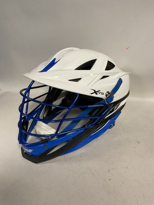 Vist Large View of Product Image Which is Used Cascade XRS Lacrosse Helmet Royal Blue And White One Size