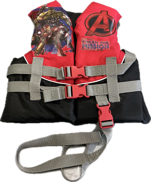 Vist Large View of Product Image Which is Used Child PFD Black And Red Child 30-50