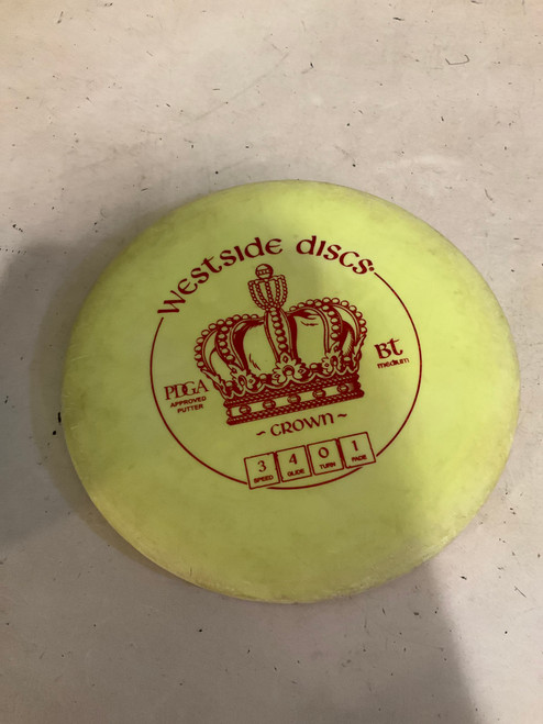 Vist Large View of Product Image Which is Used Westside CROWN Disc Golf Putter Yellow
