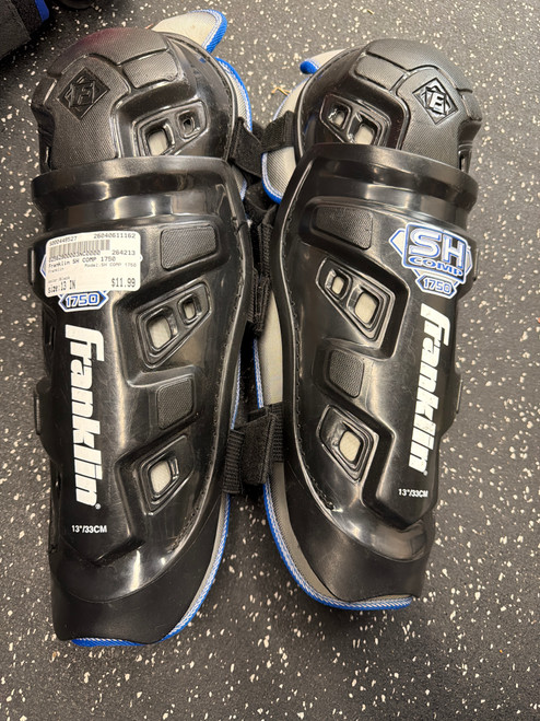 Vist Large View of Product Image Which is Used Franklin SH COMP 1750 Junior Shin Guards Black 13"