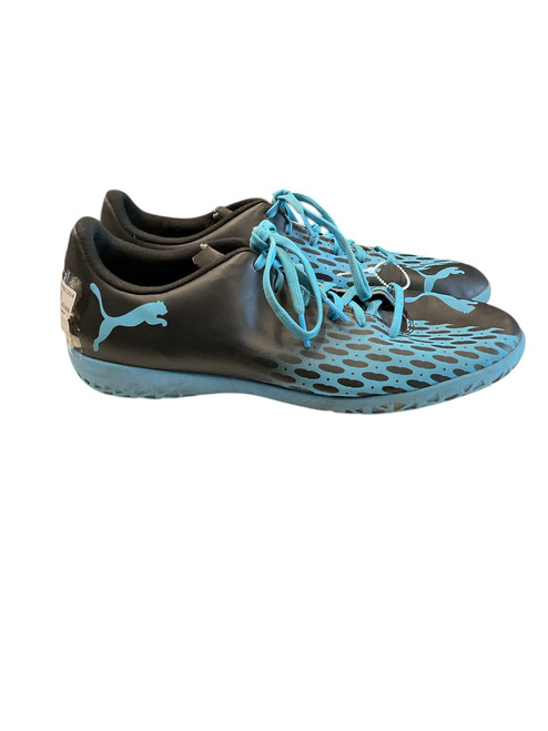 Vist Large View of Product Image Which is Used Puma Soccer Indoor Shoes Black And Carolina Blue Senior 9