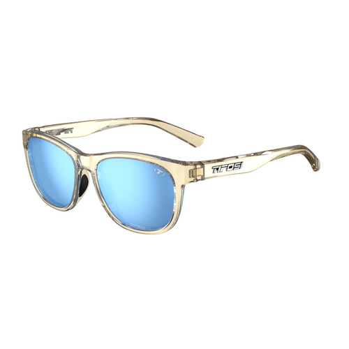 Vist Large View of Product Image Which is New Tifosi Swank Biking Glasses- Golden Ray Frame/Smoke Tint Sky Blue Mirror Lens