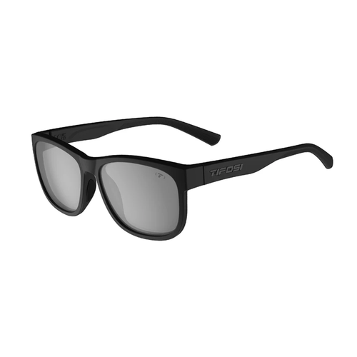 Vist Large View of Product Image Which is New Tifosi Swank XL Biking Glasses- Blackout Frame/Smoke Tint Lens