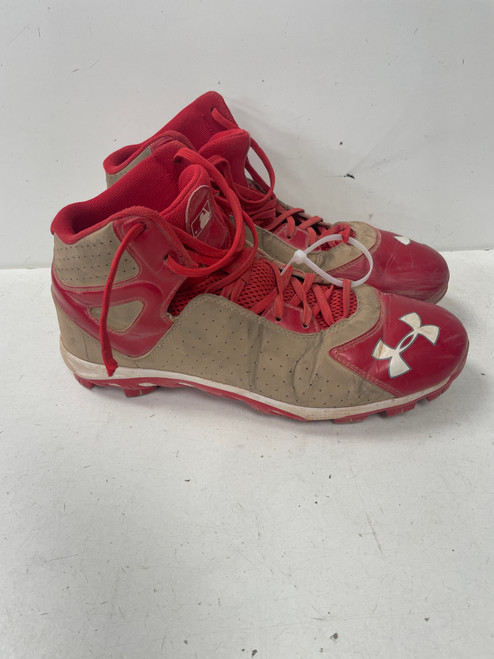 Vist Large View of Product Image Which is Used Under Armour AUTHENTIC HIGH BB/SB Cleats Red Senior 9.5