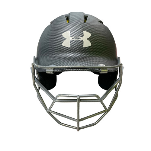 Vist Large View of Product Image Which is Used Under Armour CHARGED Batting Helmet w/Mask Grey XS