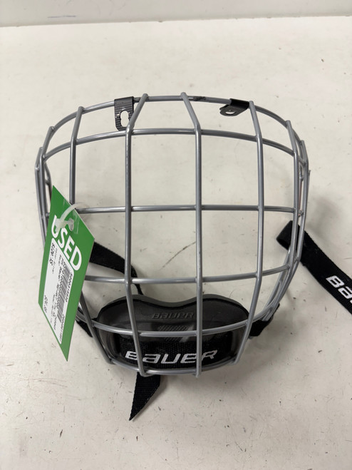 Vist Large View of Product Image Which is Used Bauer RE-AKT YTH Hockey Wire Mask Silver XS