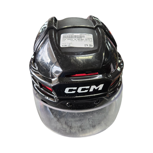 Vist Large View of Product Image Which is Used CCM TACKS 70 HELMET WITH VISOR Helmet Half Visor Combo Black LG