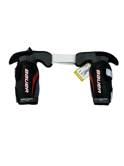 Vist Large View of Product Image Which is Used Bauer LIL SPORT Junior Elbow Pads Black And Red SM