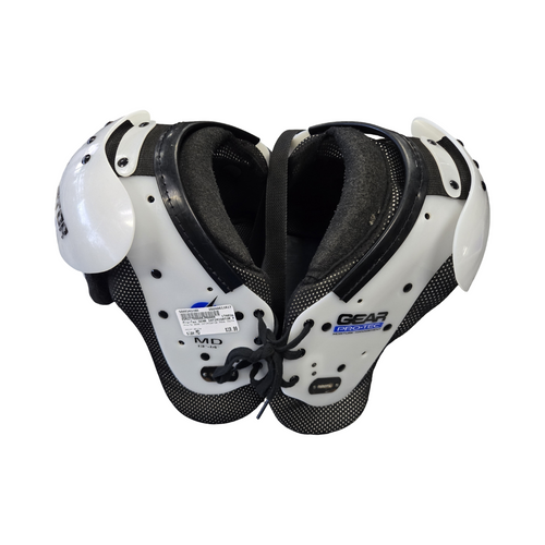 Vist Large View of Product Image Which is Used Pro-Tec GEAR INTIMIDATOR PADS YOUTH MED FB Shoulder Pads White MD