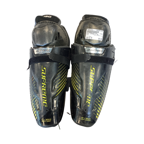 Vist Large View of Product Image Which is Used Bauer SUPREME B 150 Junior Shin Guards Black 12"