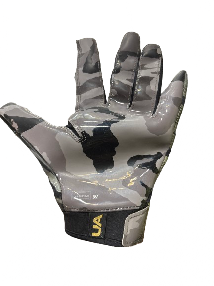 Vist Large View of Product Image Which is Used Under Armour UNDER ARMOUR FOOTBALL GLOVES FB Gloves Black And Grey SM