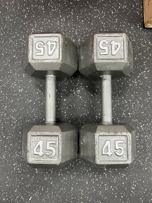 Vist Large View of Product Image Which is Used 45-LB Hex Dumbbell (Pair)
