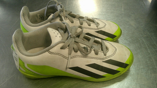 Vist Large View of Product Image Which is Used Adidas Soccer Indoor Shoes White Youth 13.0