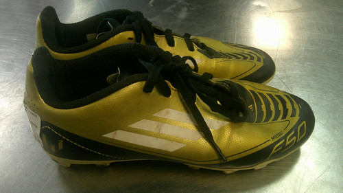 Vist Large View of Product Image Which is Used Adidas Soccer Cleats Brown Junior 03.5