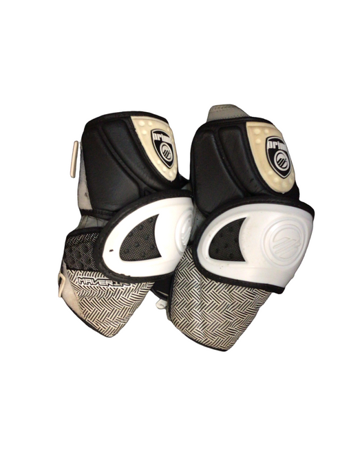 Vist Large View of Product Image Which is Used Maverik PRIME Lacrosse Arm Pads/Guards White LG