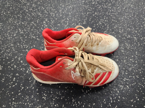 Vist Large View of Product Image Which is Used Adidas IRONSKIN BB/SB Cleats Red And White Junior 02