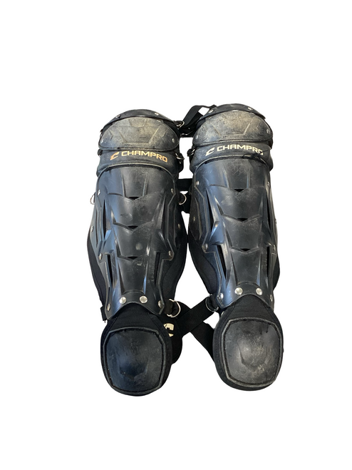 Vist Large View of Product Image Which is Used Champro SHIN GUARDS Catchers Leg Guards Black Junior