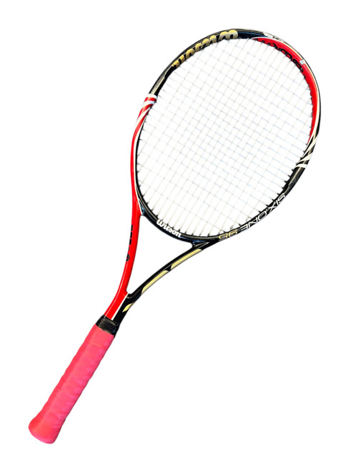 Vist Large View of Product Image Which is Used Wilson SIX ONE 95 Adult Tennis Racquet Red 4 3/8"