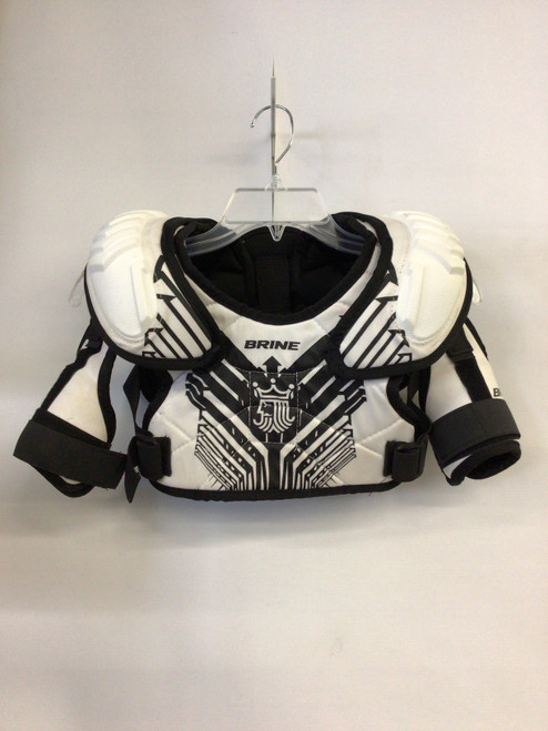 Vist Large View of Product Image Which is Used Brine UPRISING Lacrosse Shoulder Pads Black And White MD